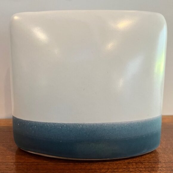 Oval Flat Floral Pottery Vase Handmade Signed - Picture 6 of 10